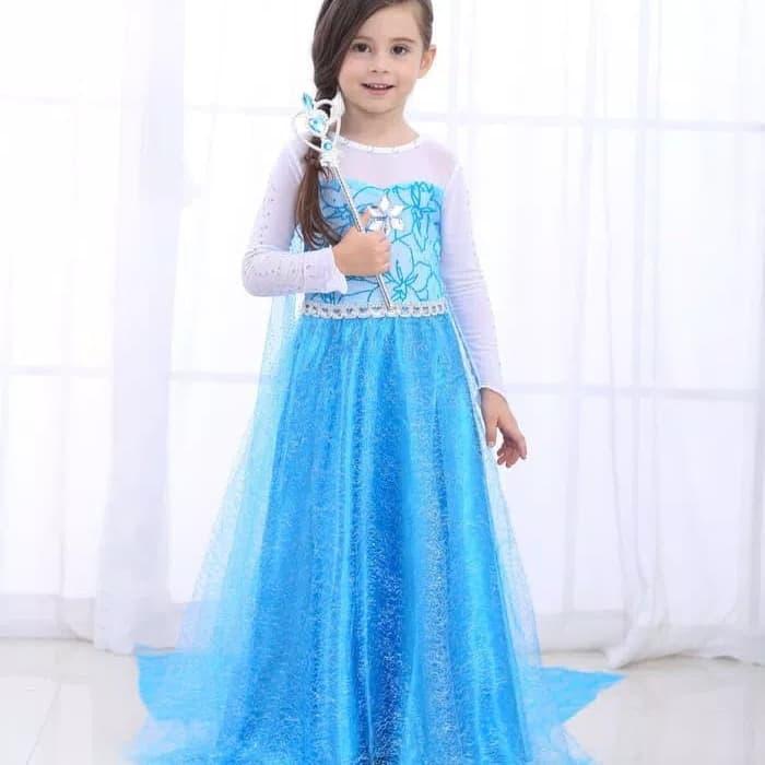 Baju Kostum Anak Frozen Elsa Dress Gaun Pesta Ultah
