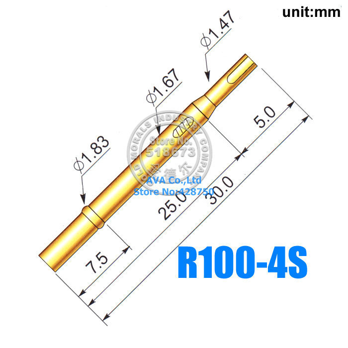 100 Pieces R100-4S Test Probe Pogo Pin Receptacle fit P100 Series
