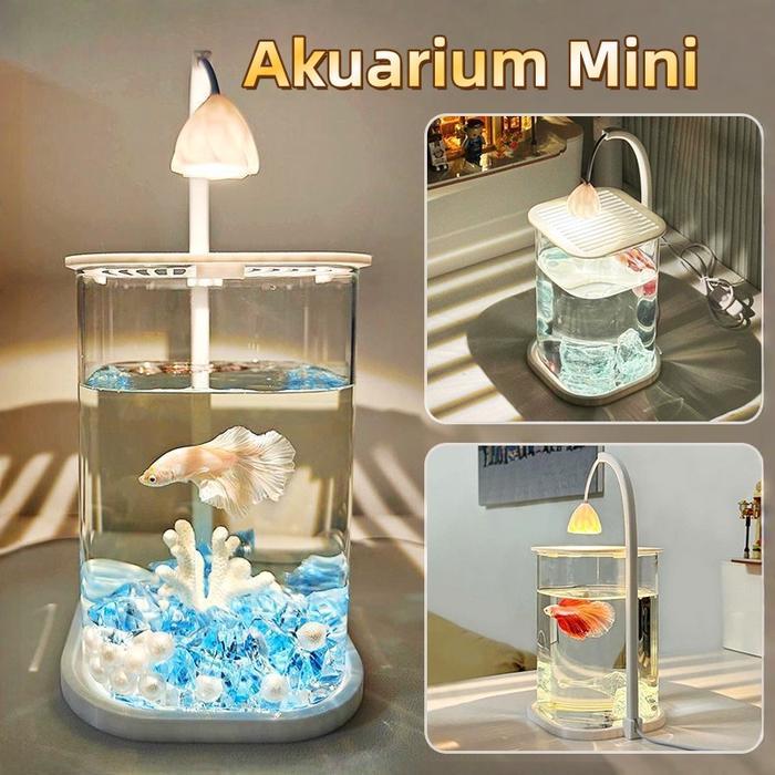 Aquarium Mini Fullset LED/Aquarium Mini/Aquarium /Aquarium Minimalis Fullset/Mini Transparent Fish