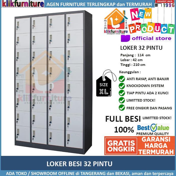 Lemari Loker Besi Locker Besi Cabinet 32 Pintu Full Besi AKL32