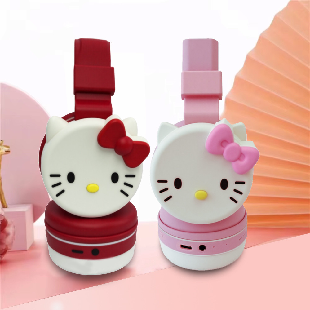 Sanrio Bluetooth Headphone Hello Kitty Wireless Headsets Cartoon Mic Foldable Lightweight Earphone