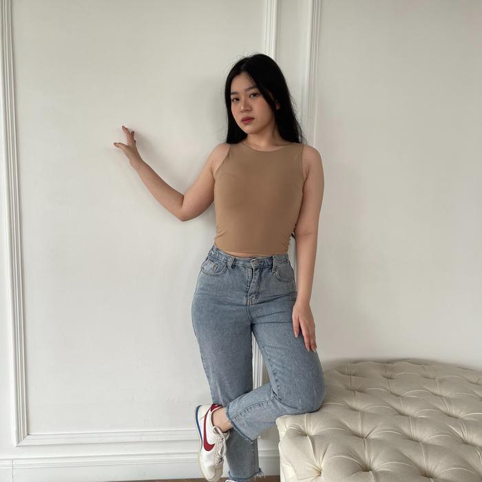 TERBAIK YUNA l Tanktop Wanita l Tanktop Crop l Leher Bulat