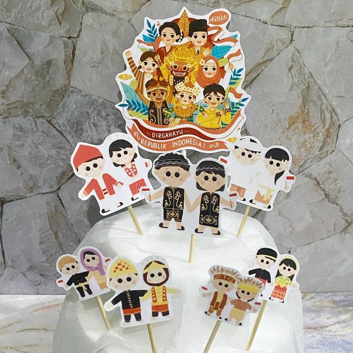 TOPPER HUT RI KEMERDEKAAN / TOPPER KUE /TOPPER TUMPENG