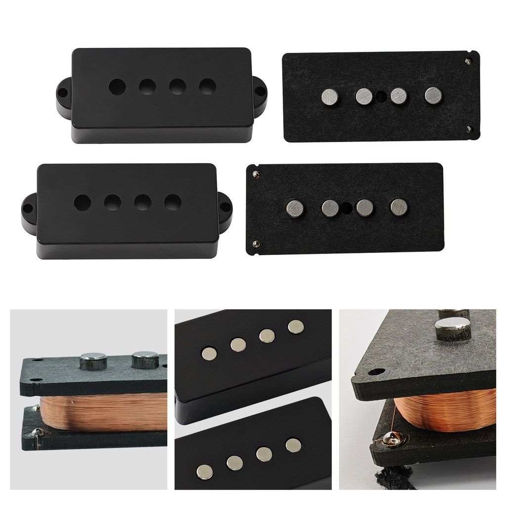 PHRILAM Alnico 5 P Bass Pickups Humbucker Pickup for 4 String P Bass Guitar, Black