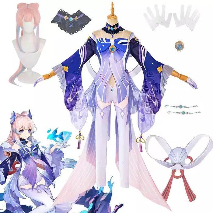 Game Cosplay Genshin Impact Sangonomiya Kokomi Cosplay Costume Pearl of Wisdom Kokomi Outfit Dress