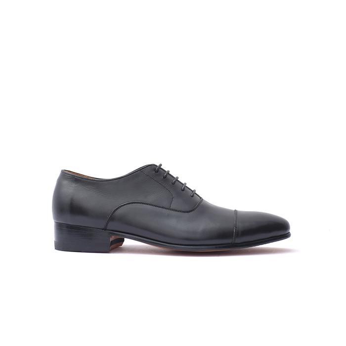 Kulit Pria Cap Sepatu Kulit Pria Cap Toe Koku Footwear Lionel Classic Hitam Black - 39 Cap Toe Koku 