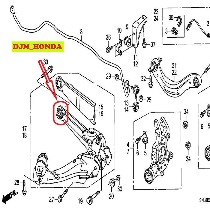 Bos Bushing sayap arm belakang honda odyssey RB RB1 RB3 ORIGINAL