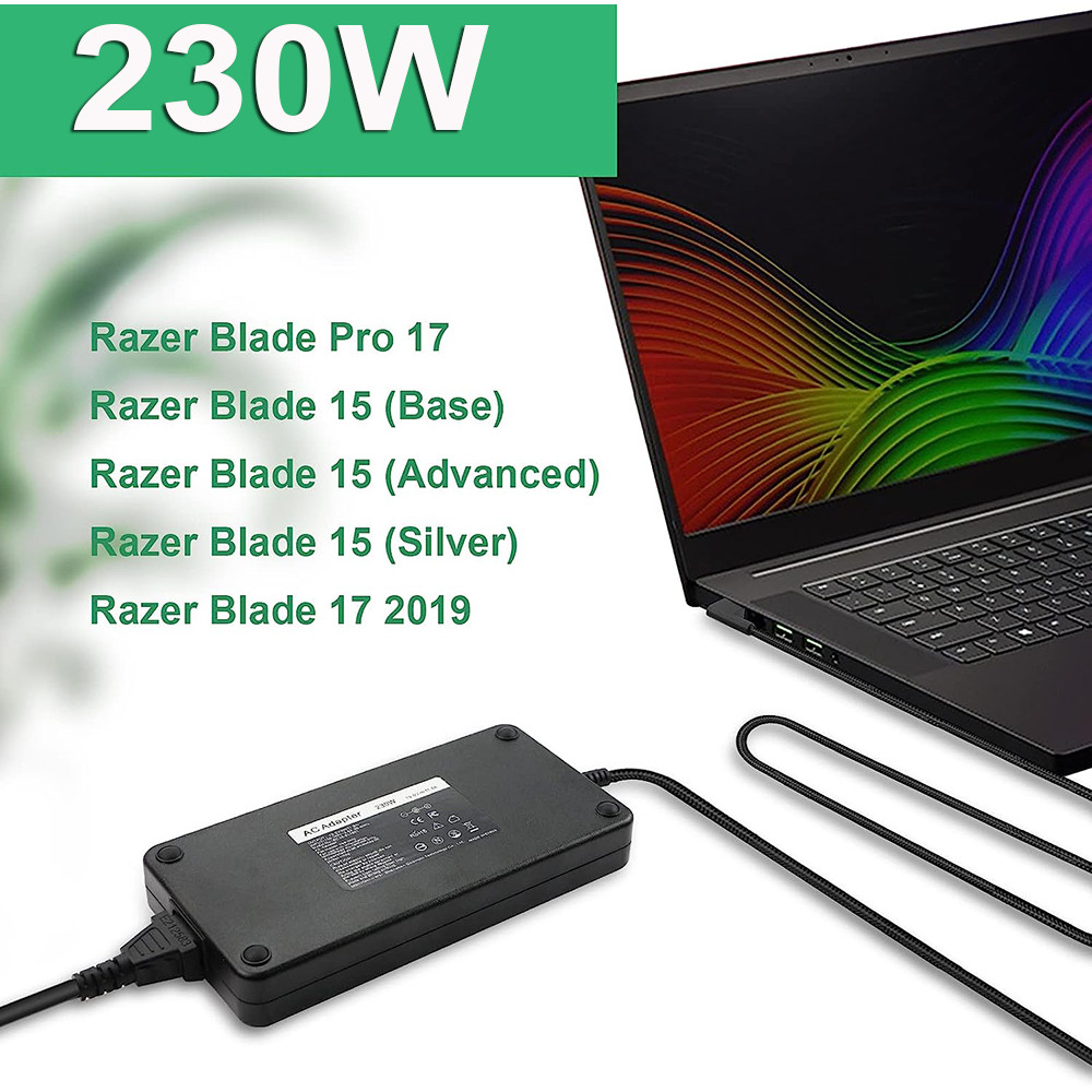 Laptop Charger 230W 19.5V 11.8A AC Adapter For Razer Blade Pro 17 Razer Blade 15 Base Advanced 2018