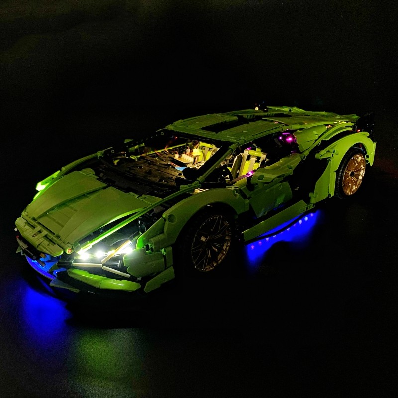 BYB LED Light Kit For 42115 Lamborghini SIAN FKP Building Blocks Decorative Lamp Remote Control Not
