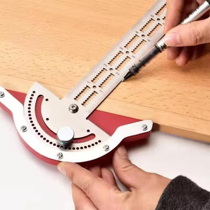 Penggaris Busur Sudut Kayu 70 Derajat Stainless Steel Multifungsi Adjustable Penggaris Siku Busur