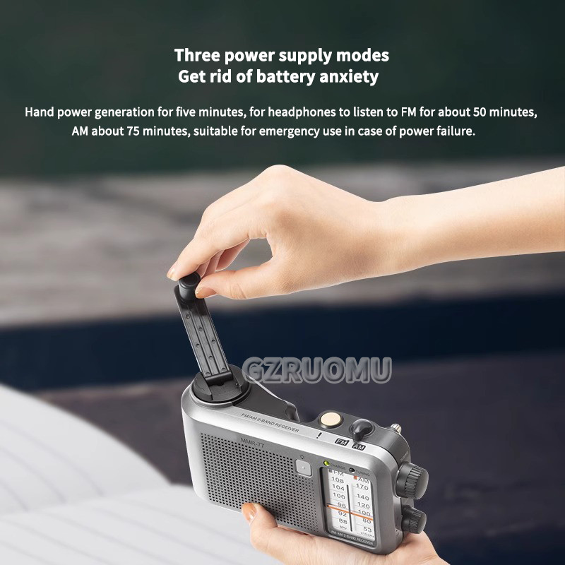MMR-77 Portable Rechargeable AM/FM Radio FM Mini Radio Receiver For Camping Hiking FM/AM Portable