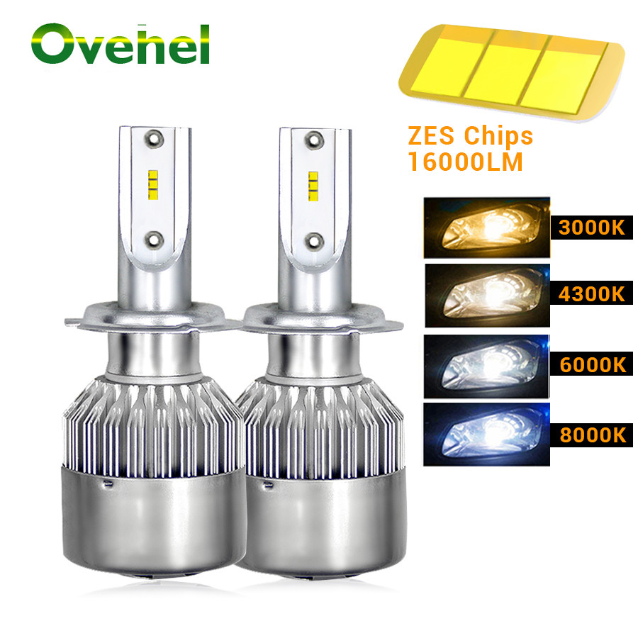 Ovehel ZES 16000LM LED Headlight LED H7 H4 Car Light Bulbs H1 H11 H3