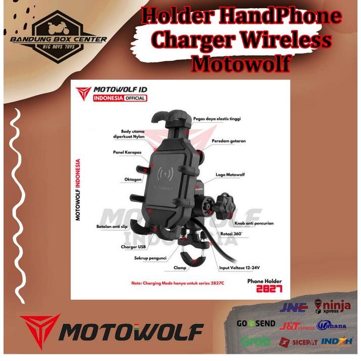 Motowolf Phone Holder Wireless Charger Holder Hp Motowolf Terbaru 
