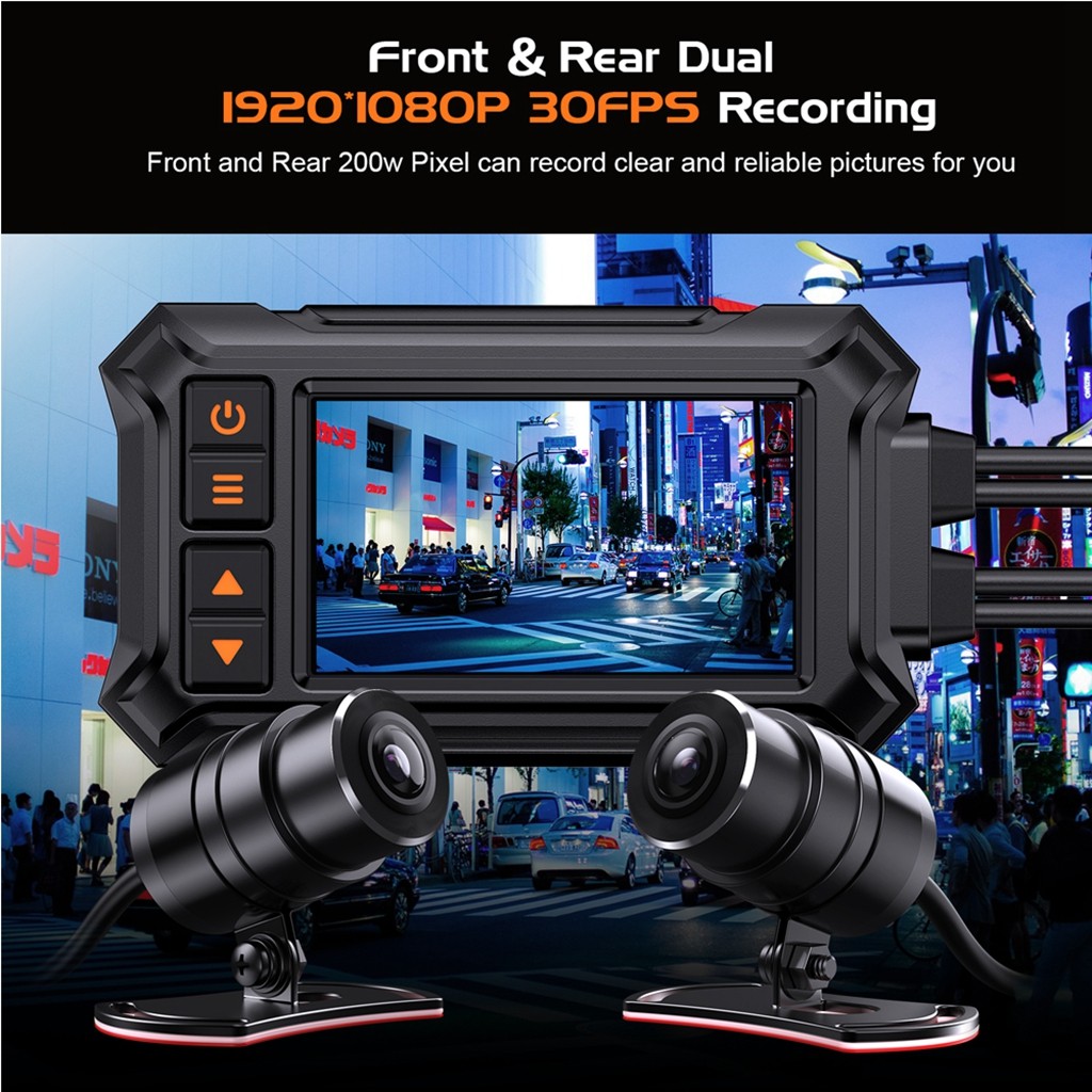 A12 Dual 1080P Full HD Motorcycle Dashcam 3 Inch Waterproof IP67 Camera WiFi Motorcycle DVR Dash Cam
