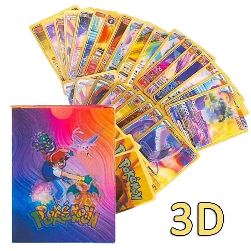 Pokemon Cards Charizard Pikachu Arceus 3D Diamond Playing Cards Vmax GX Vstar English Collection