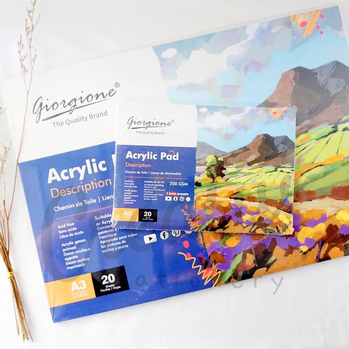 Giorgione Acrylic Canvas Pad Lukis Cat A3 A4 A5 200 Gsm 20 Lembar Terlaris