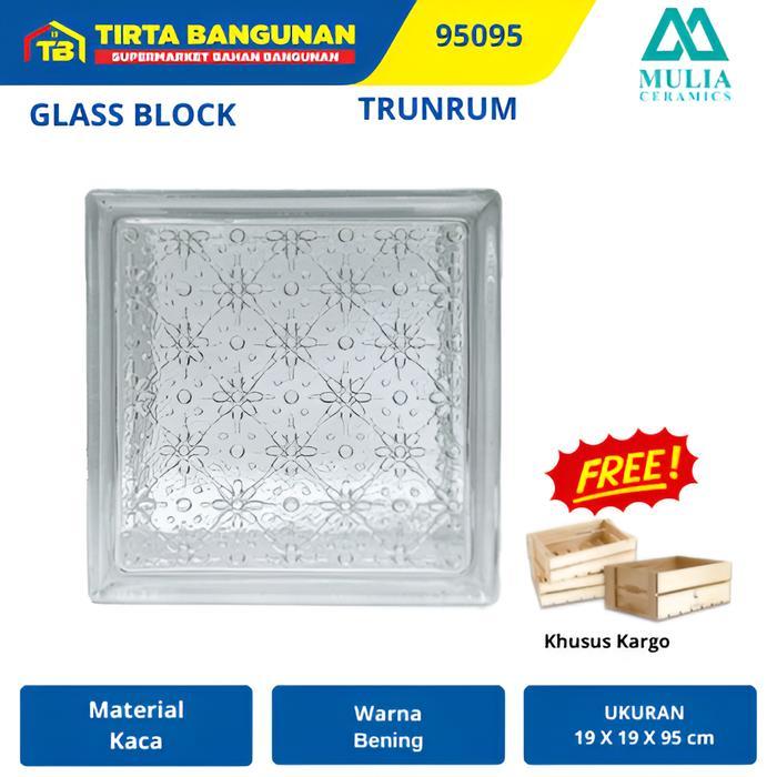 MULIA 95095 19 X 19 X 9,5 CM BATIK TRUNTUM GLASS BLOCK BALOK KACA GLASS BOX KAYU KAMAR