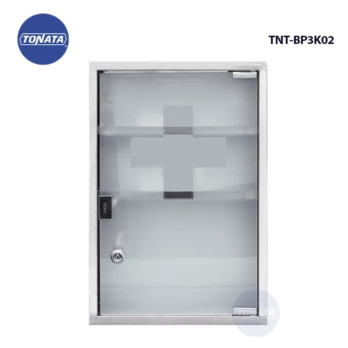Kotak P3K / Lemari Obat Besi Kaca Stainless 45 X 30 X 12 Cm Tonata / Tnt-Bp3K02 / Kotak P3K Besi