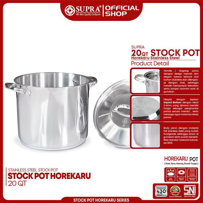TERBAIK SUPRA PANCI Stainless Steel 20 Qt Stock Pot Horekaru