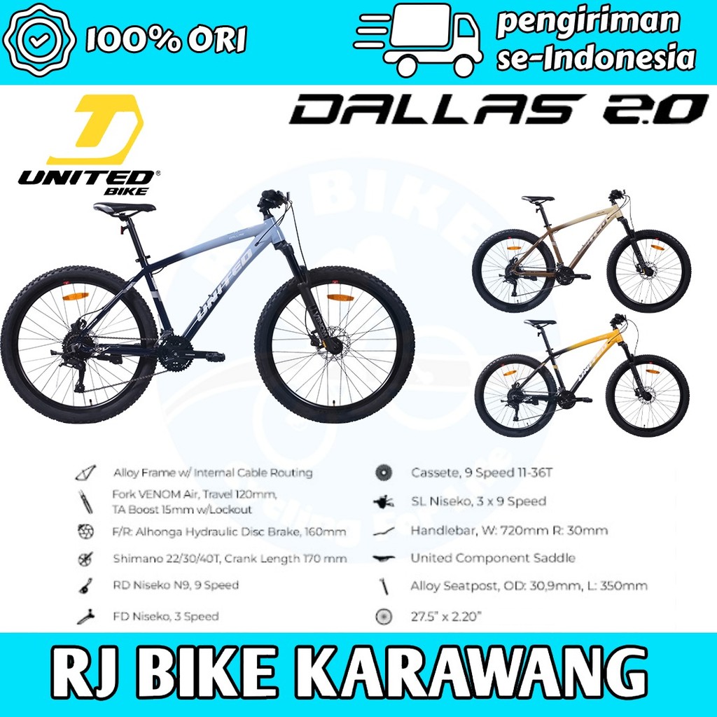 Sepeda Gunung 27,5 inch Pacific Vigilon 4.1 & United Detroit Dallas 2.0 Alloy 9/10 Speed Hidrolik