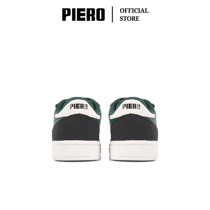 PIERO SEPATU SNEAKERS COURT DERBY JR GREEN BLACK OFF WHITE PIE1000158