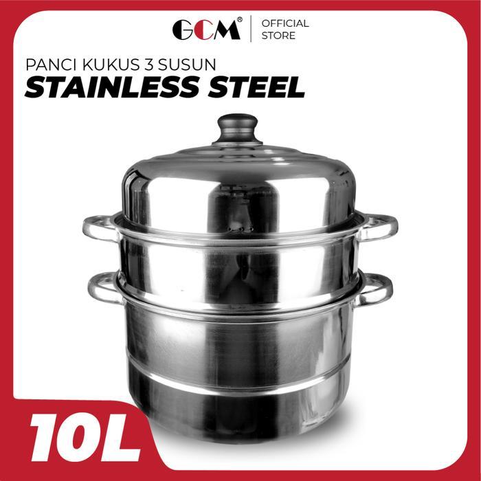 Panci Kukusan Stainless steel Tebal 3 Susun 11.5L 30cm Dandang Kukus Dimsum Anti Lengket Jumbo