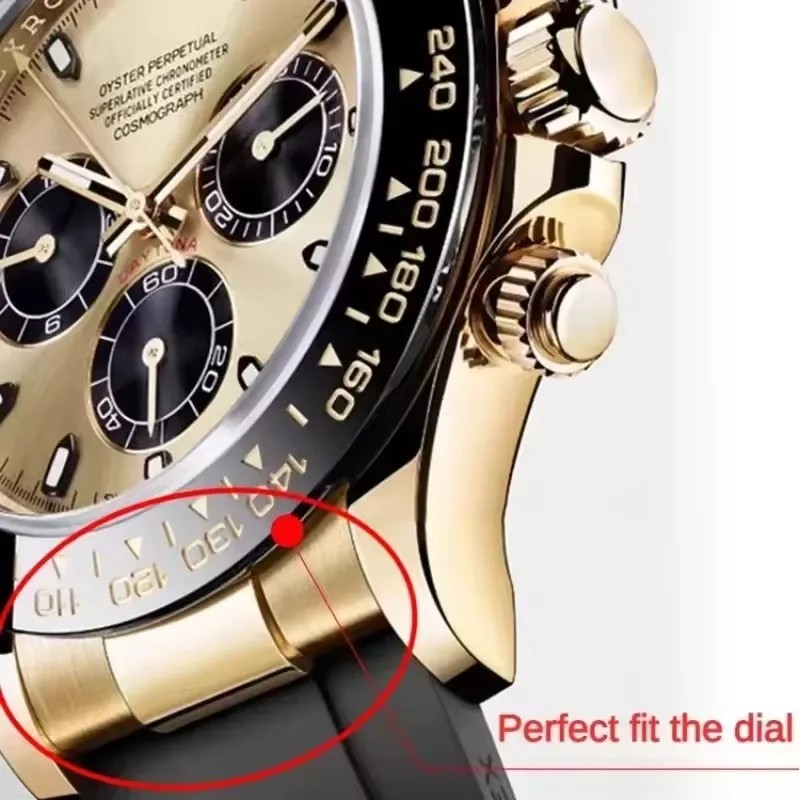 20mm Solid End Link for Rolex Daytona Submariner Black Green Water Ghost GMT silicone Leather Watch