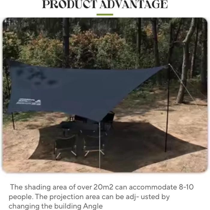 Shinetrip Hexagonal Black Vynil Awning Flysheet Shelter Tent Outdoor Kain Antiair Luar Ruangan