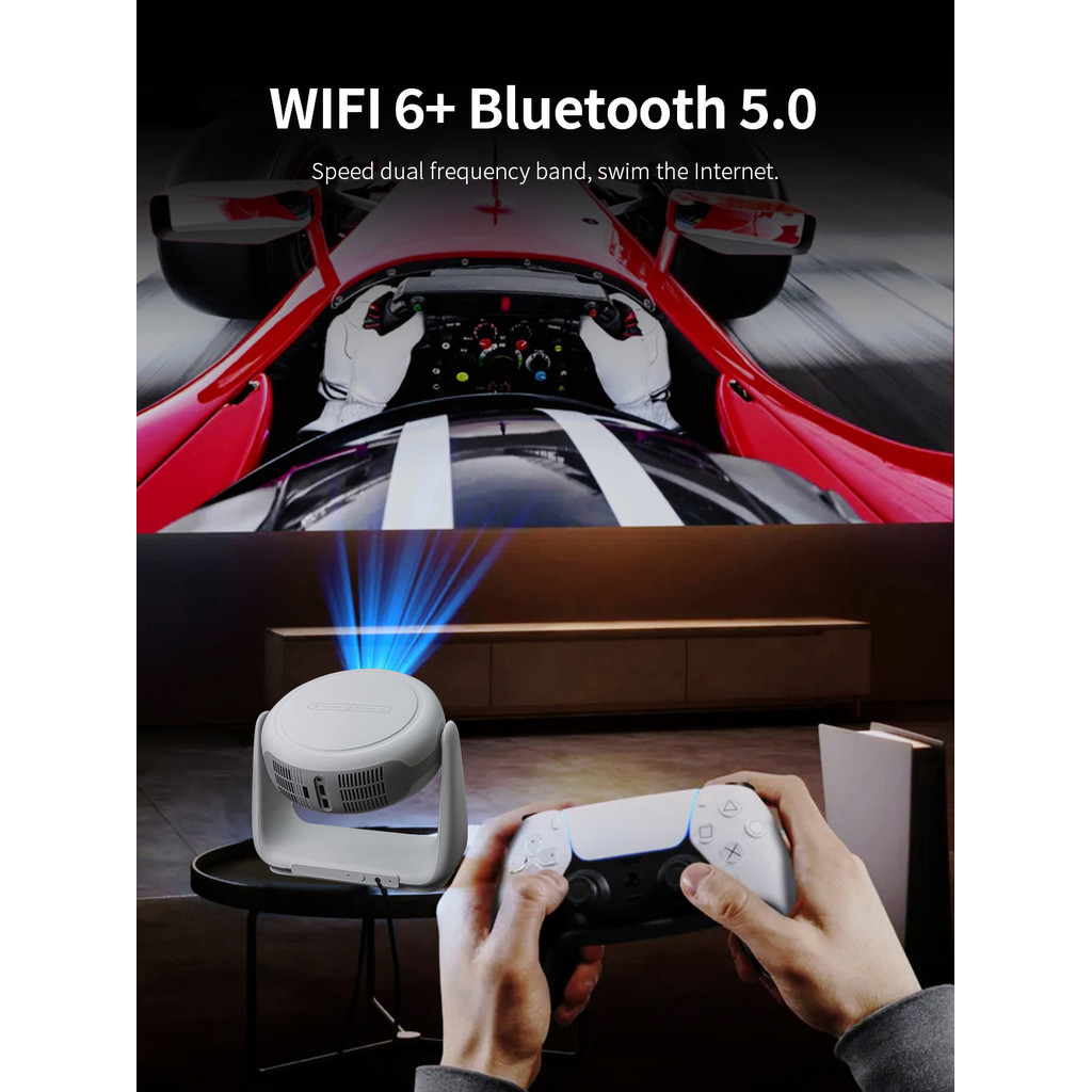 Yinzam K1 Android 11 Smart Projector 400ANSI HD Allwinner H713 Outdoor Projector Auto Focus &