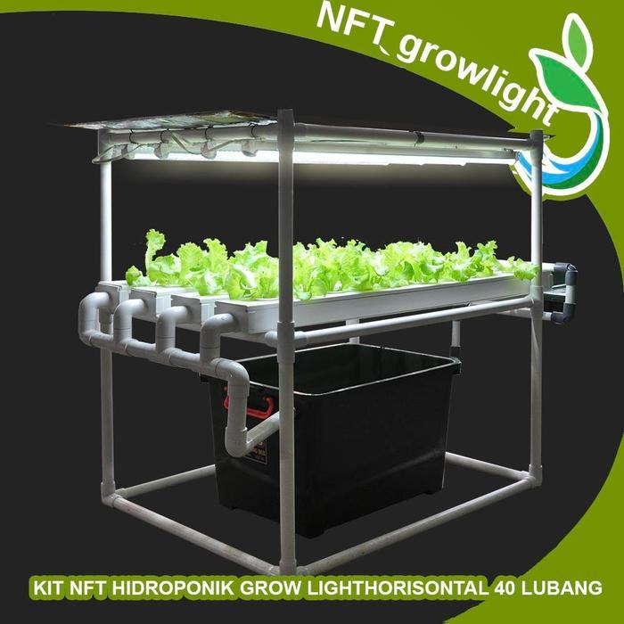 KIT NFT Hidroponik GROWLIGHT Horizontal 1 meter 40 LUBANG Tanam