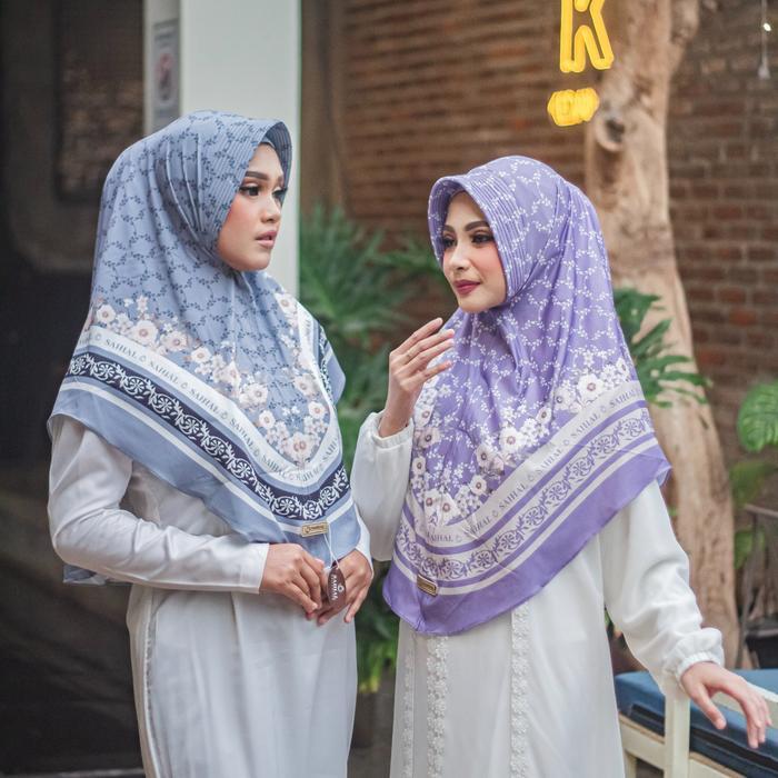 SAHAL - Jilbab Nabila Motif Printing Instan Bergo Jersey Premium Hijab Muslim - Kerudung Panjang