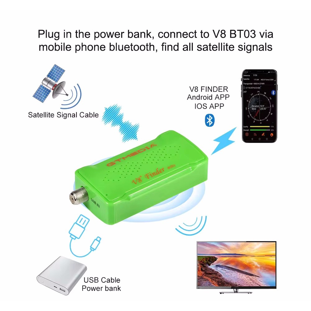 Original Gtmedia V8 Bt03 Bt05 Dvb-s2 Satellite Meter With Android System Signal Finder Dvb Finder
