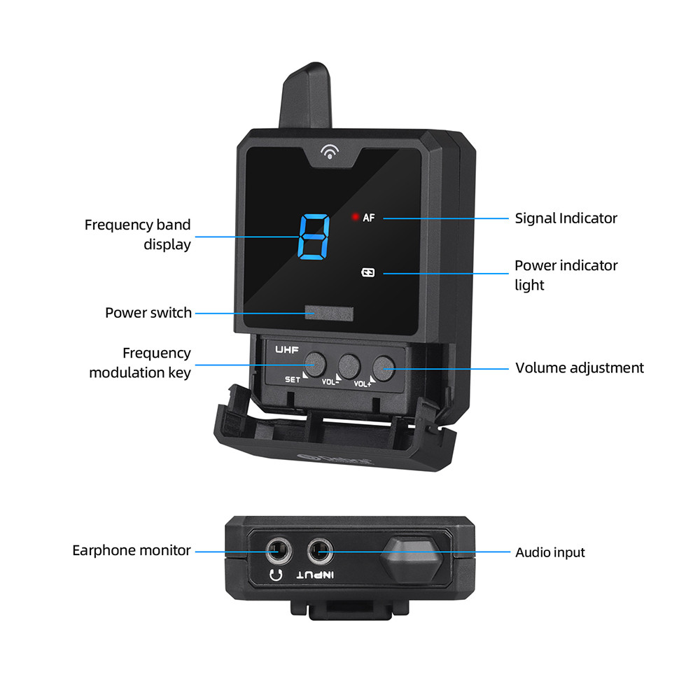 Debra Wireless In-Ear Monitor System UHF IEM Audio-Mini UHF Rechargeable for Music Audio Monitoring