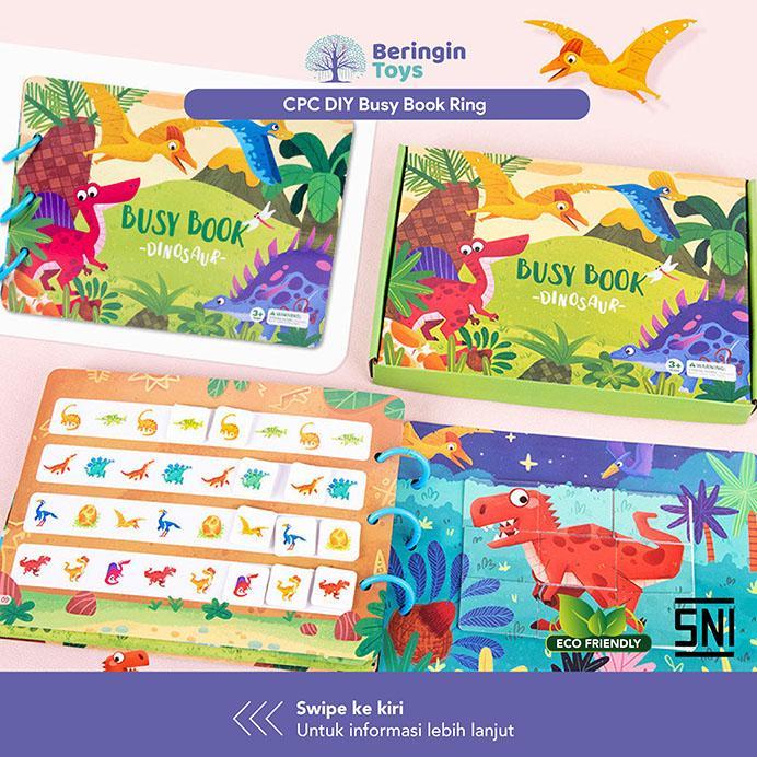 Mainan Edukasi - DIY Busy Book Ring / Puzzle Kayu / Mainan Anak - Dinosaur