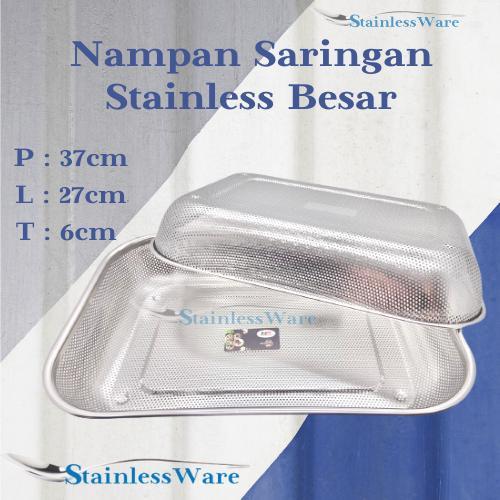Nampan Segi Saringan Stainless / Nampan Tirisan Buah Dan Sayur Besar