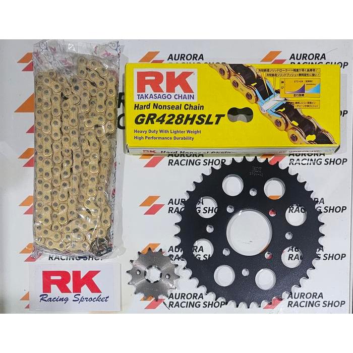 Gear Set Rk 428 Black Satria Fu 150 Old / Barong / Face Lift / Injeksi & Rantai Rk 428 Hslt 120L