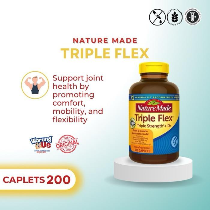 Terlaris  Nature Made Triple Flex 200 Caplets Original 100% Import USA Kaya D3 untuk Kenyamanan
