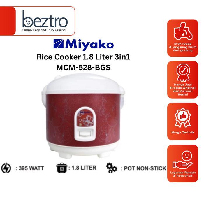 Miyako Magic Com 1.8 Liter 3in1 395 Watt - MCM528BGS Rice Cooker Warmer Pemasak Nasi Murah Merah