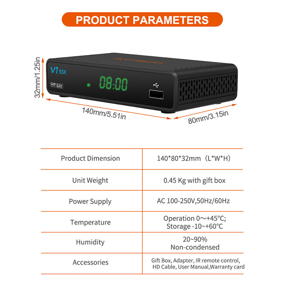 V7 S5X GTmedia V7S5X Support DVB-S/S2/S2X H.265 AVS+ Auto Roll Full PowerVu Unicable USB Wifi