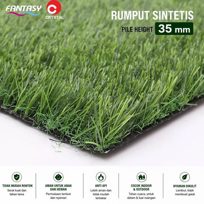 Crystal Karpet Rumput Sintetis Tipe Swiss Satin 35mm Karpet Rumput Palsu Meteran Karpet Rumput Mini