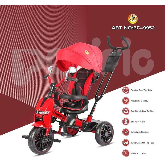 Stroller Anak Bayi Balita Stroler Sepeda Roda 3 Pacific PC9952 Kanopi