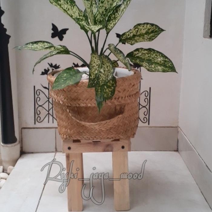 0STANDING POT SINGLE / STANDING FLOWER / RAK BUNGA KAYU / DEKORASI Plastik