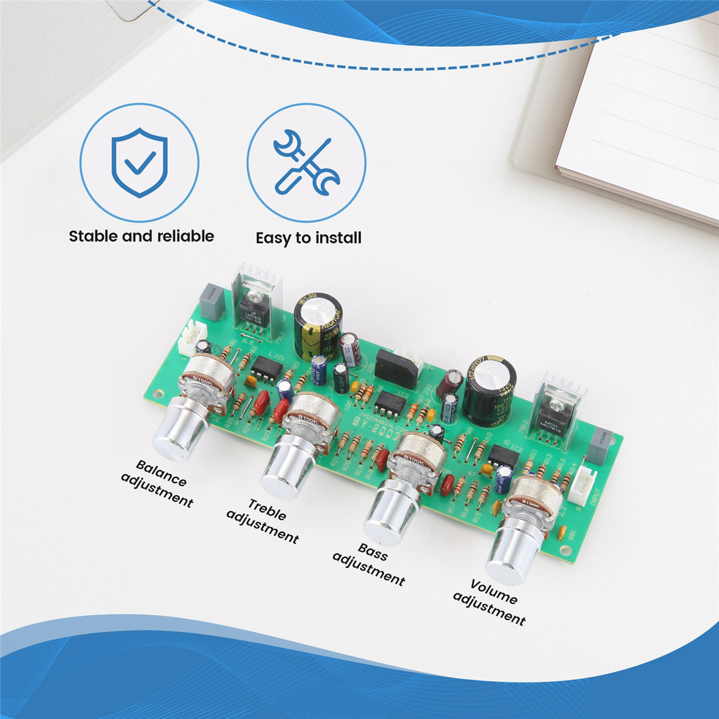 SMIEA 12V NE4558 HIFI Preamp Tone Board Bass Treble Volume Control Pre-Amplifier Board