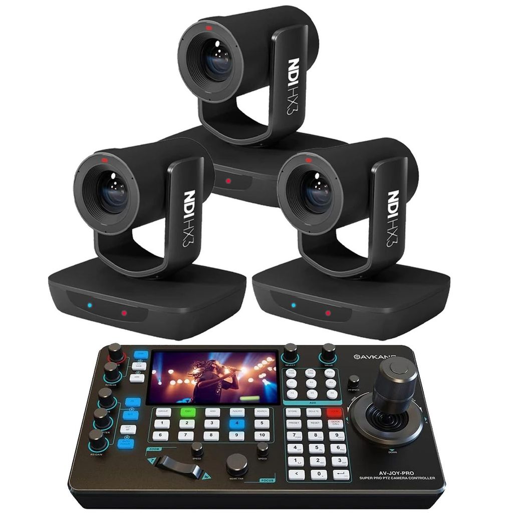 AVKANS PTZ Camera HDMI AI Auto-Tracking PTZ Camera 30X Optical Zoom(3pcs), PTZ Controller PoE for