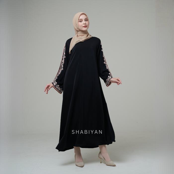 SHABIYAN-632 Gamis Anti UV Abaya Wanita Bordir - Black UV, XS