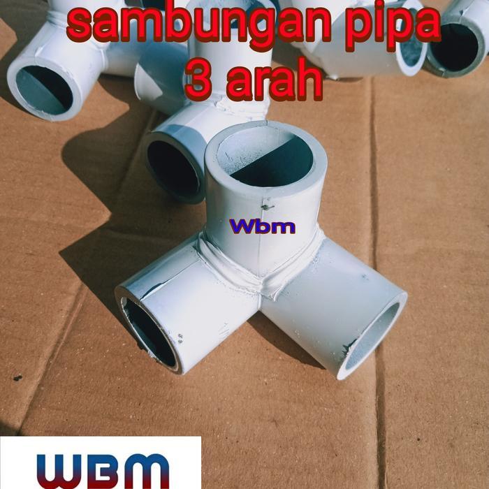 sambungan pipa pvc elbow 3 arah way 1/2 inchi rangka hidroponik