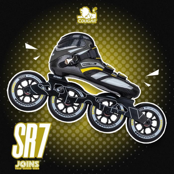 Sepatu Roda Speed Inline Skate Cougar SR7 Black Full Set - 39, Black Yellow