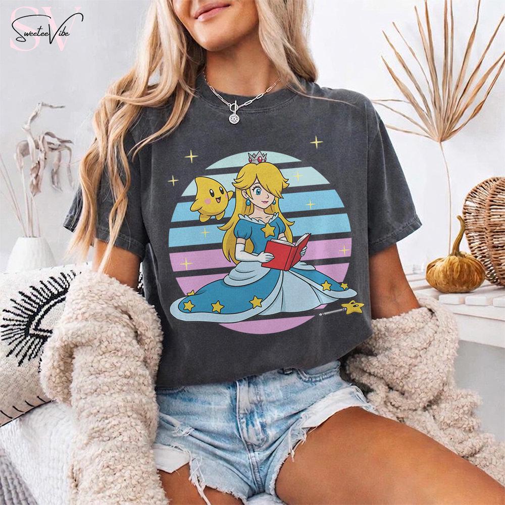 Cute Rosalina Luma Shirt Super Mario Striped Portrait Tee Family Vacation Trip Shirt Summer Men