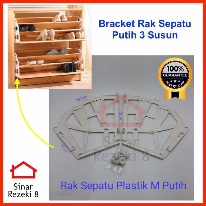 Rak Lemari Sepatu Bracket Fitting Engsel Putar 3 Susun Putih Plastik M