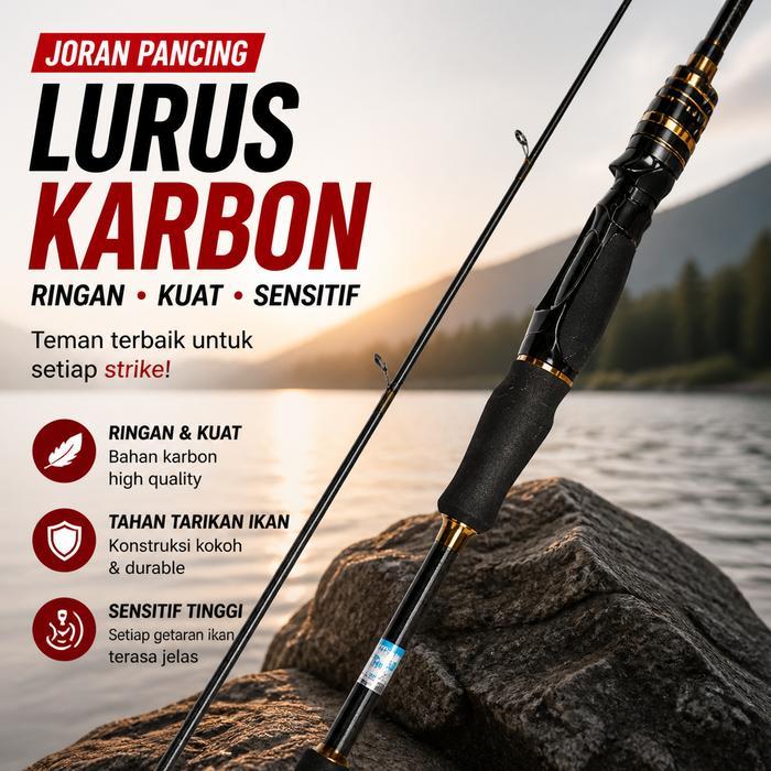 Joran Pancing Lurus Karbon - Ringan, Kuat, dan Sensitif